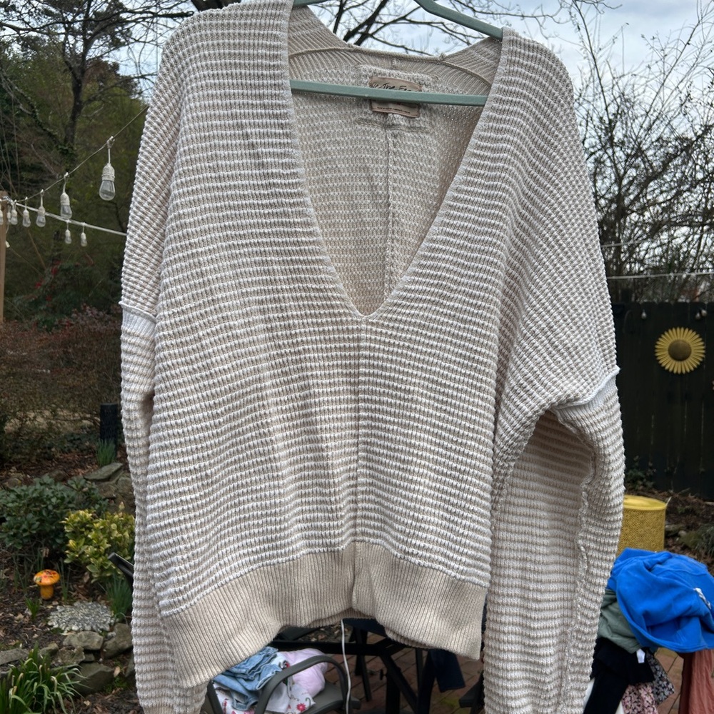 We The Free Cream V-Neck Sweater